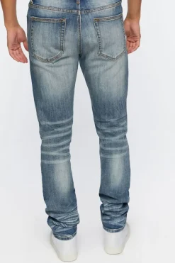 Distressed Stone Wash Slim-Fit Jeans