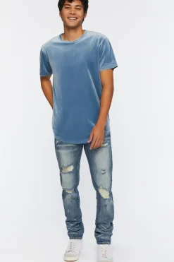 Distressed Stone Wash Slim-Fit Jeans