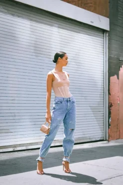 Distressed Straight-Leg Jeans