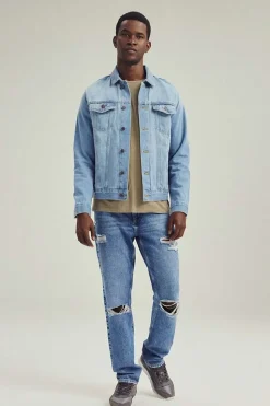 Distressed Straight-Leg Jeans