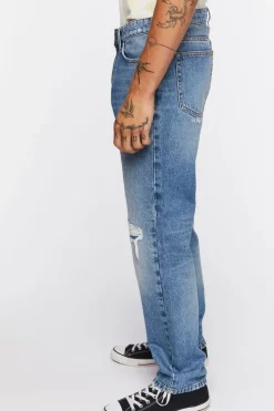 Distressed Straight-Leg Jeans