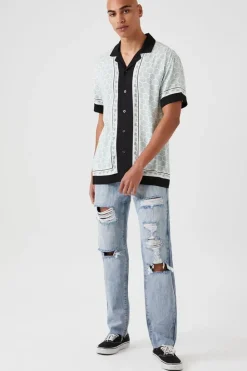 Distressed Straight-Leg Jeans
