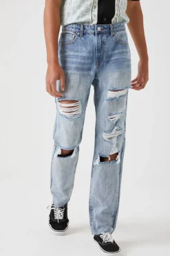 Distressed Straight-Leg Jeans