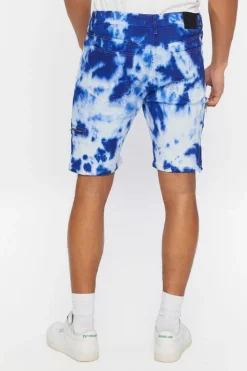 Distressed Tie-Dye Denim Shorts