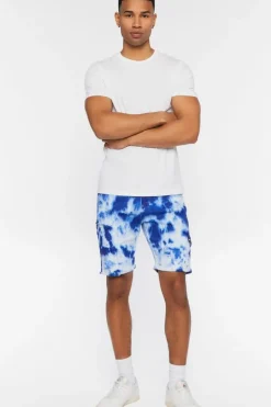 Distressed Tie-Dye Denim Shorts