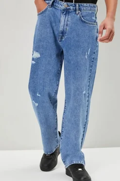 Distressed Wide-Leg Jeans