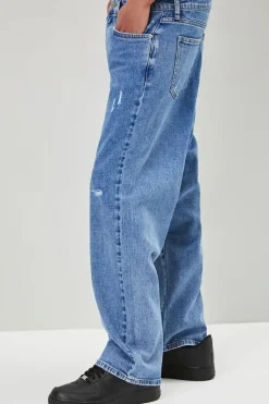 Distressed Wide-Leg Jeans