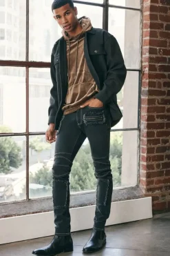 Distressed Zippered Skinny Jeans