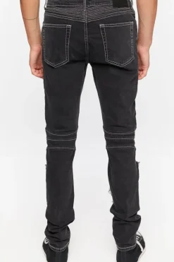 Distressed Zippered Skinny Jeans