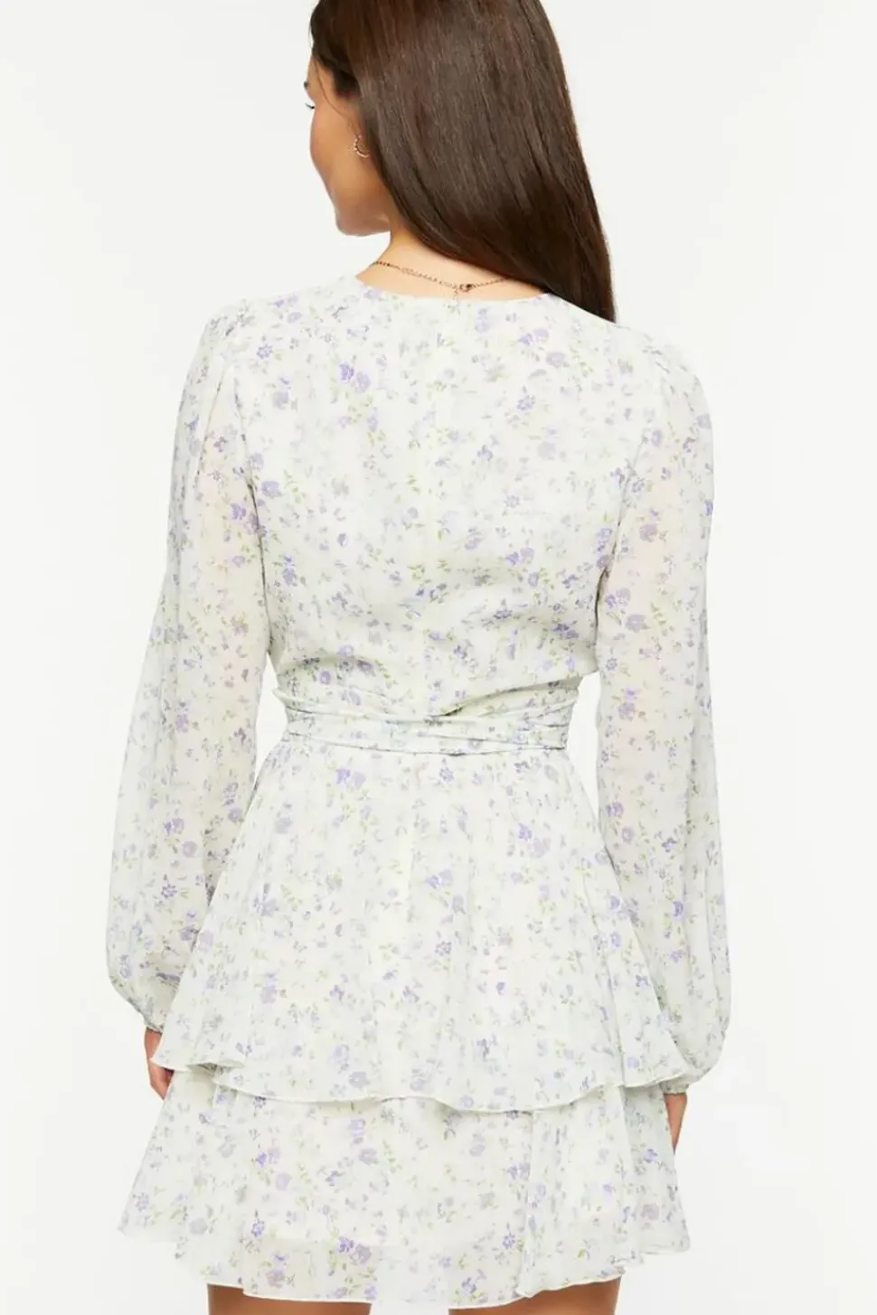 Ditsy Floral Peasant-Sleeve Mini Dress