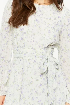 Ditsy Floral Peasant-Sleeve Mini Dress