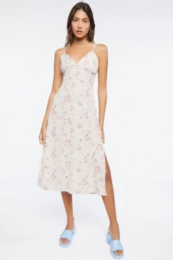 Ditsy Floral Print Cutout Midi Dress