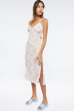 Ditsy Floral Print Cutout Midi Dress