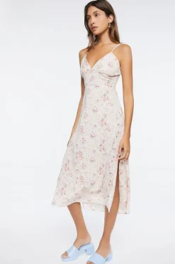 Ditsy Floral Print Cutout Midi Dress