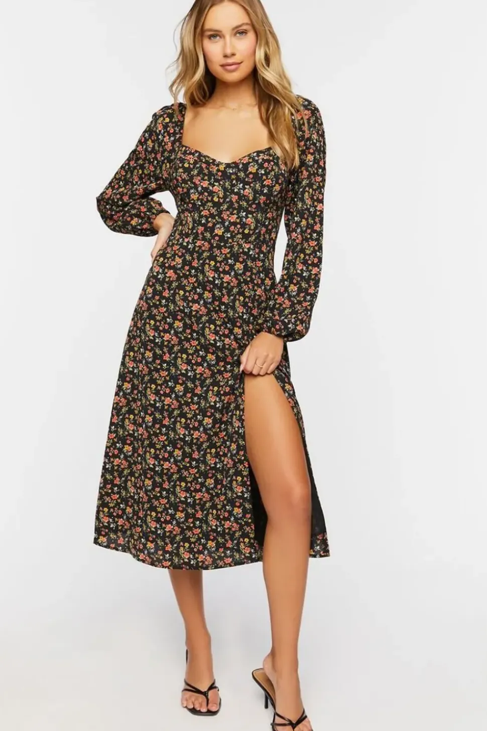 Ditsy Floral Print Midi Dress