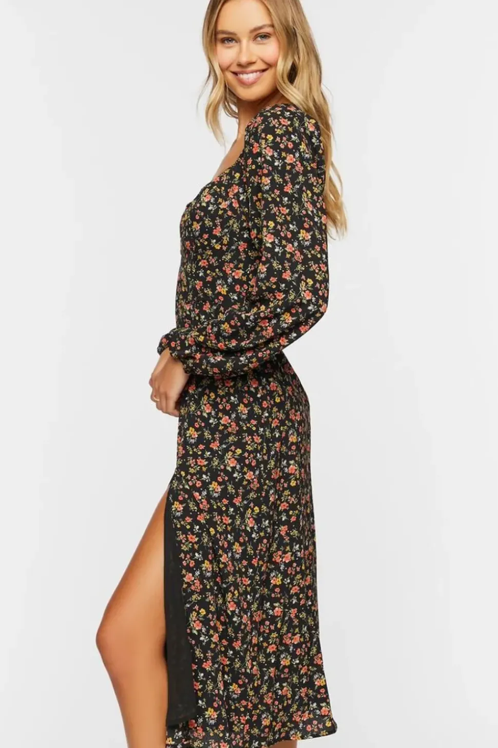 Ditsy Floral Print Midi Dress
