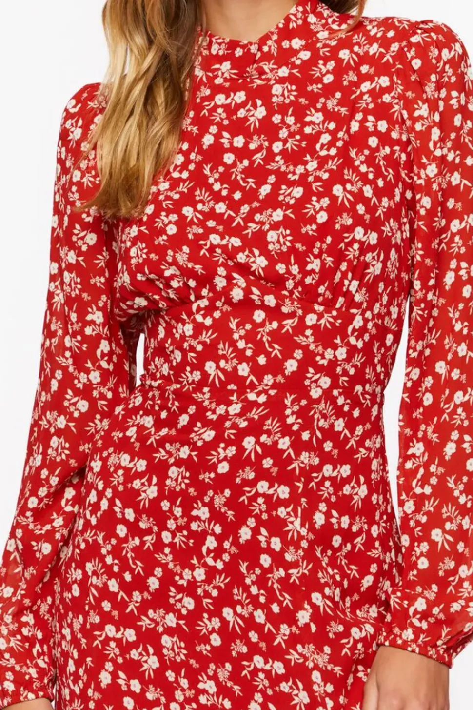 Ditsy Floral Print Open-Back Midi Dress