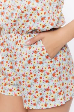 Ditsy Floral Print Strapless Romper