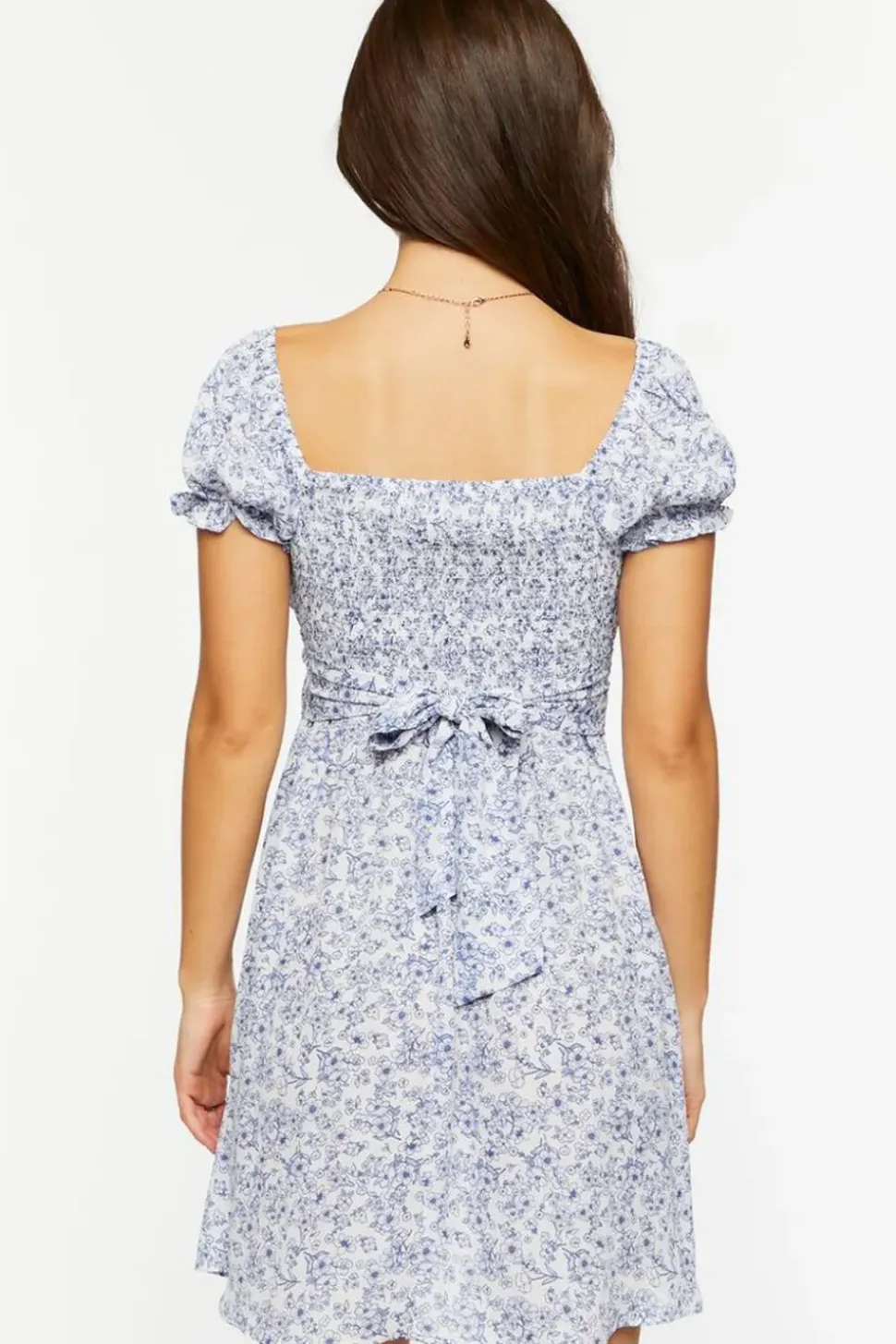 Ditsy Floral Puff-Sleeve Mini Dress
