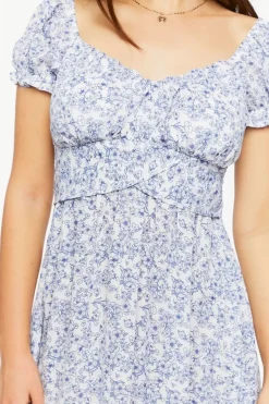Ditsy Floral Puff-Sleeve Mini Dress
