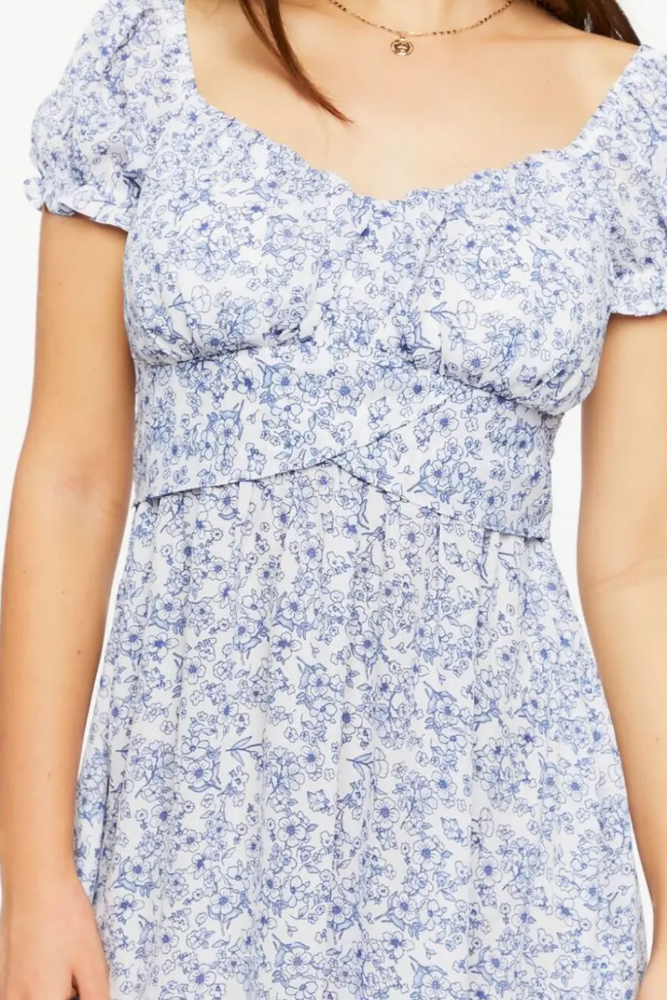 Ditsy Floral Puff-Sleeve Mini Dress
