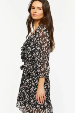 Ditsy Floral Ruffle-Trim Mini Dress