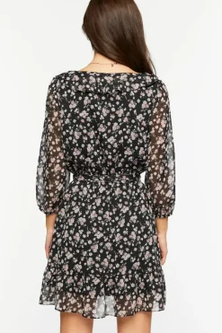 Ditsy Floral Ruffle-Trim Mini Dress