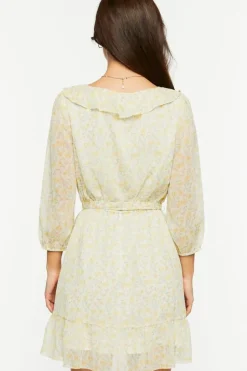 Ditsy Floral Ruffle-Trim Mini Dress