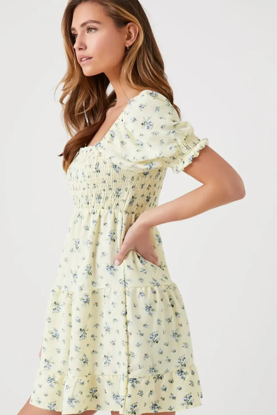 Ditsy Floral Smocked Babydoll Dress