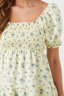 Ditsy Floral Smocked Babydoll Dress