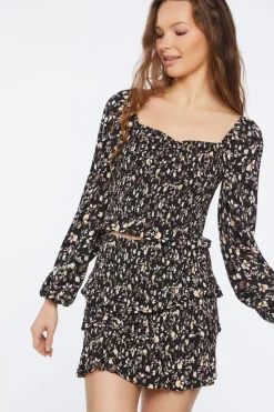 Ditsy Floral Smocked Ruffled Skirt
