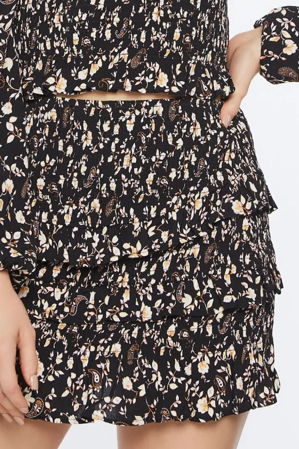 Ditsy Floral Smocked Ruffled Skirt
