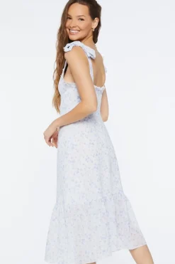 Ditsy Floral Tie-Strap Midi Dress