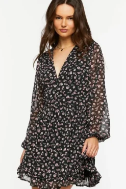 Ditsy Floral V-Neck Mini Dress