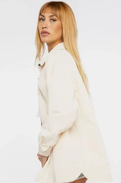 Dolphin-Hem Buttoned Shacket