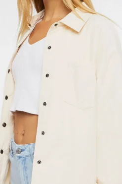 Dolphin-Hem Buttoned Shacket