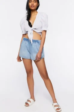Dolphin-Hem Denim Shorts