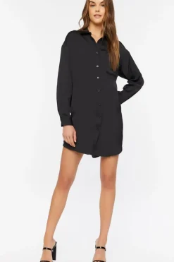 Dolphin-Hem Shirt Mini Dress