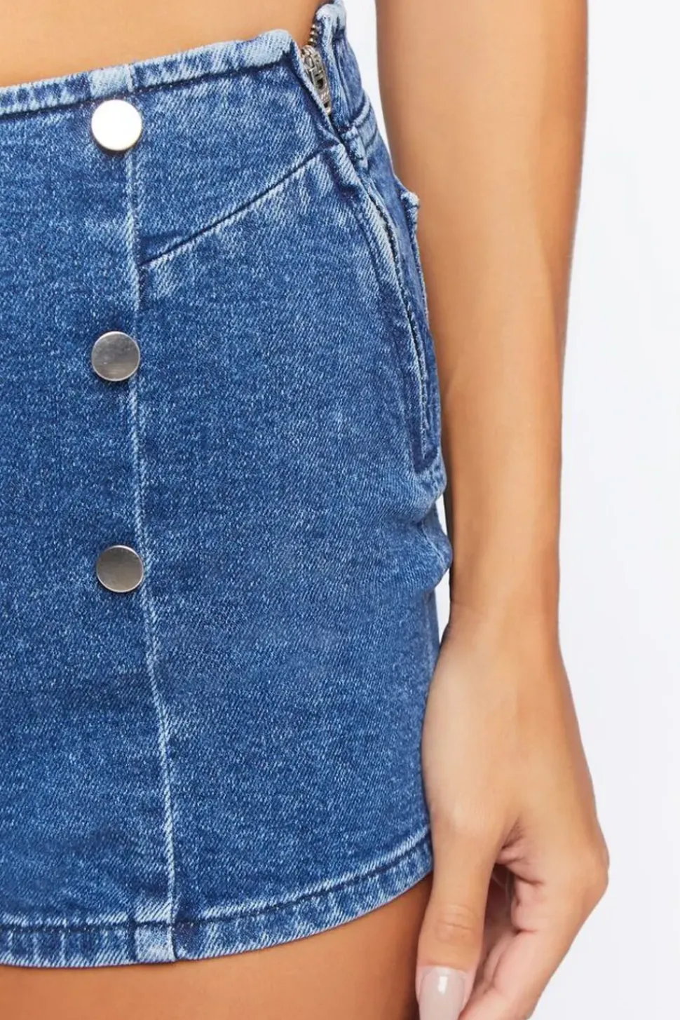 Double-Breasted Denim Shorts