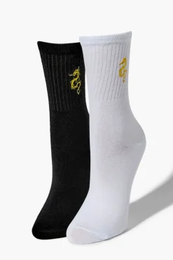 Dragon Embroidered Crew Sock Set