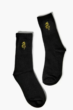 Dragon Embroidered Crew Sock Set