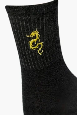 Dragon Embroidered Crew Sock Set