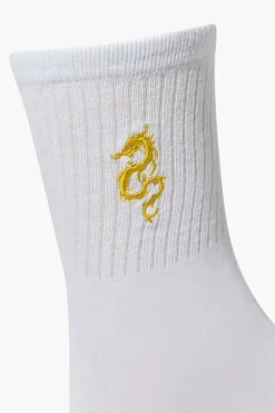 Dragon Embroidered Crew Sock Set