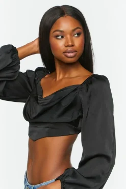 Draped Satin Crop Top