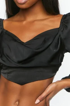 Draped Satin Crop Top