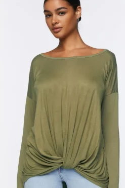 Draped Twisted-Hem Top