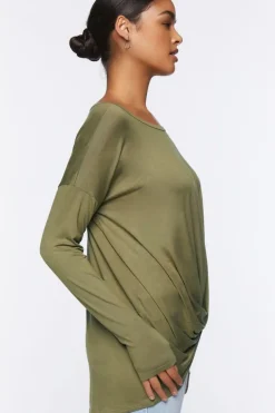 Draped Twisted-Hem Top