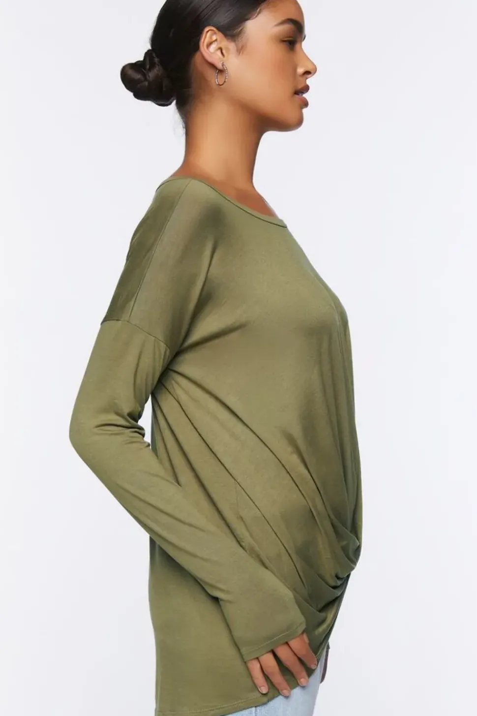 Draped Twisted-Hem Top