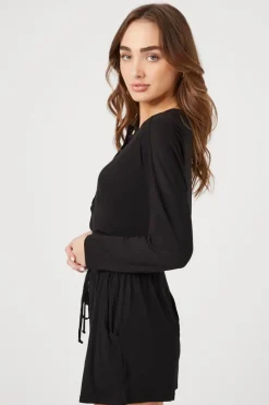 Drawstring Button-Front Romper