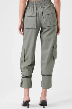 Drawstring Cargo Denim Joggers